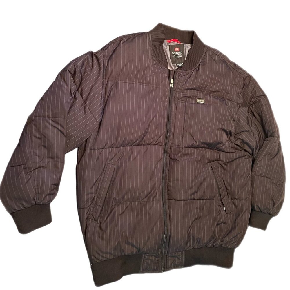 ECKO UNLTD Heavy  Puffer Jacket XL Black w/ Gray Pin Stripes